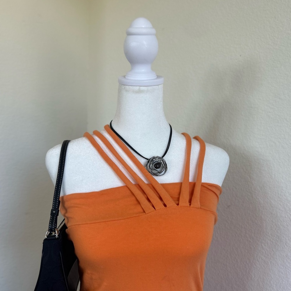 Y2K Vintage Orange One Shoulder Tank - Picture 8 of 16